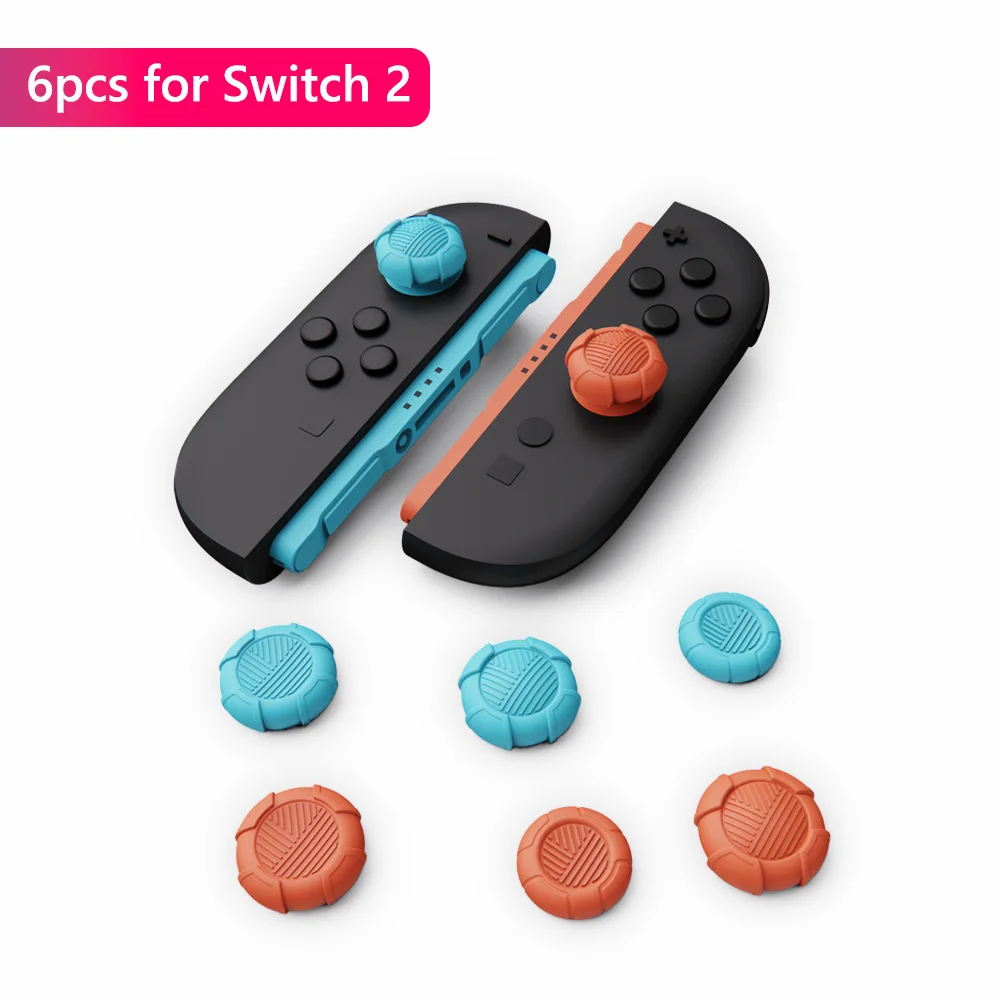 6 uds tapas de agarre de palanca de pulgar para NS Switch 2 accesorios funda de silicona para palanca de pulgar NS2 Joy Con controlador cubierta de Joystick analógico