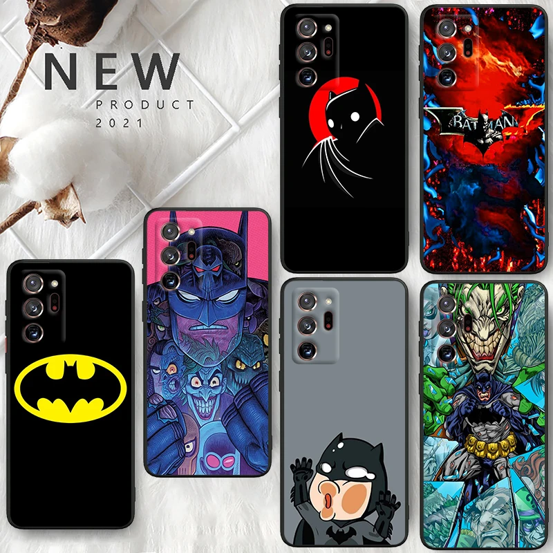 Lindo superhéroe Batman Logo para Samsung A55 A35 A25 A15 A14 A73 A53 A13 A05S A03S A02S A71 A52 A32 funda de teléfono suave negra