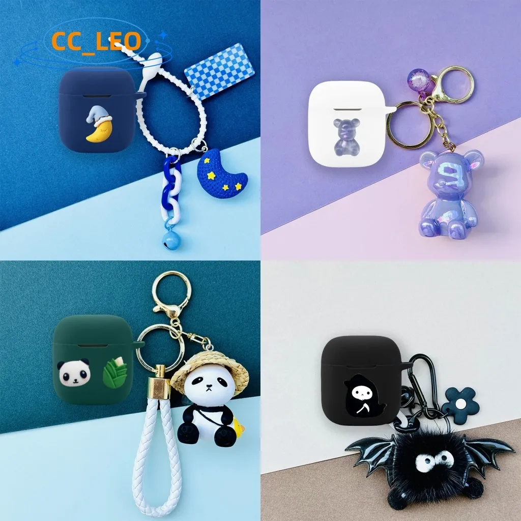 Para OPPO Enco Buds3 funda lindo Piggy Panda llavero colgante dibujos animados funda suave de silicona OPPO Enco Buds3 funda protectora