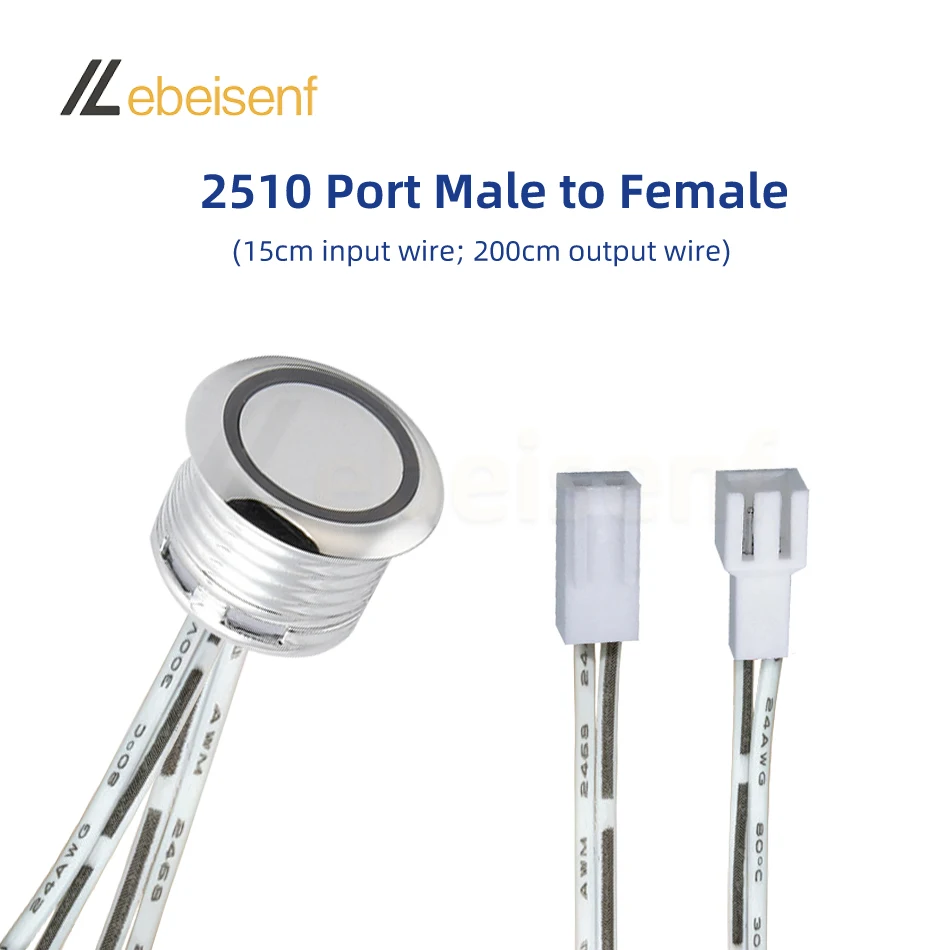 DC 12V 24V gabinete LED atenuador táctil Control de encendido/apagado 5-100% atenuación 2510/puerto DuPont Cable de conexión de 2m oculto integrado - imagen 4