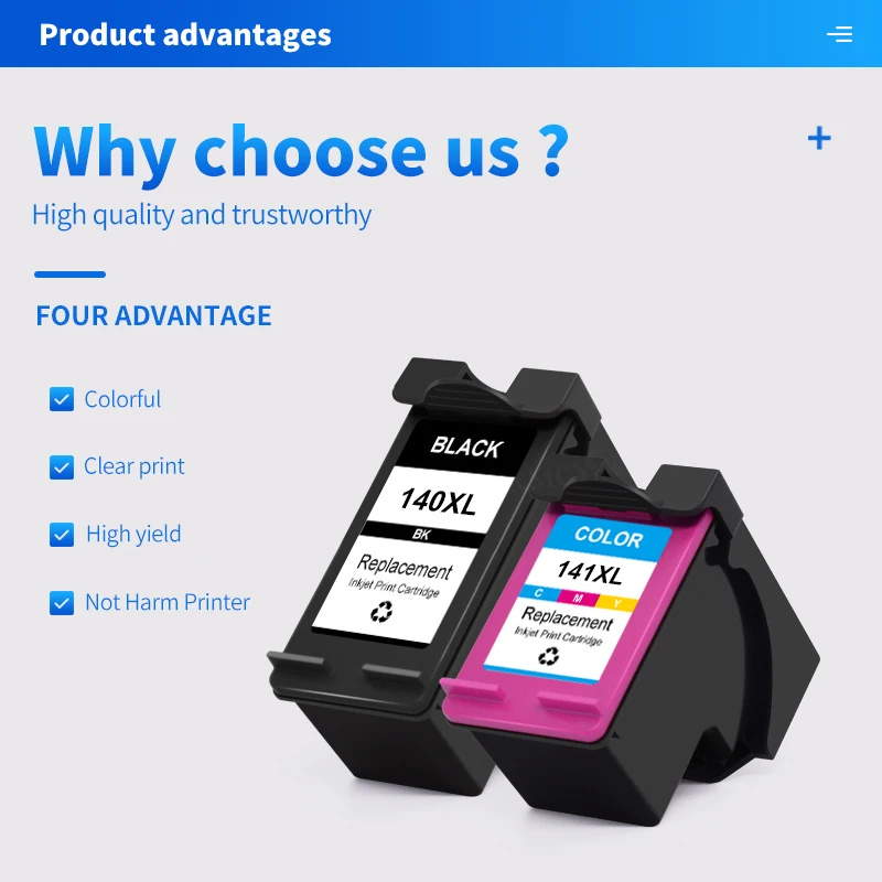 KMCYinks-cartucho de tinta para impresora HP 140, recambio de tinta para HP 140, 141 XL, Deskjet D4263, Photosmart C4283, C4583, C4483, C5283, 140XL, 141XL - imagen 2
