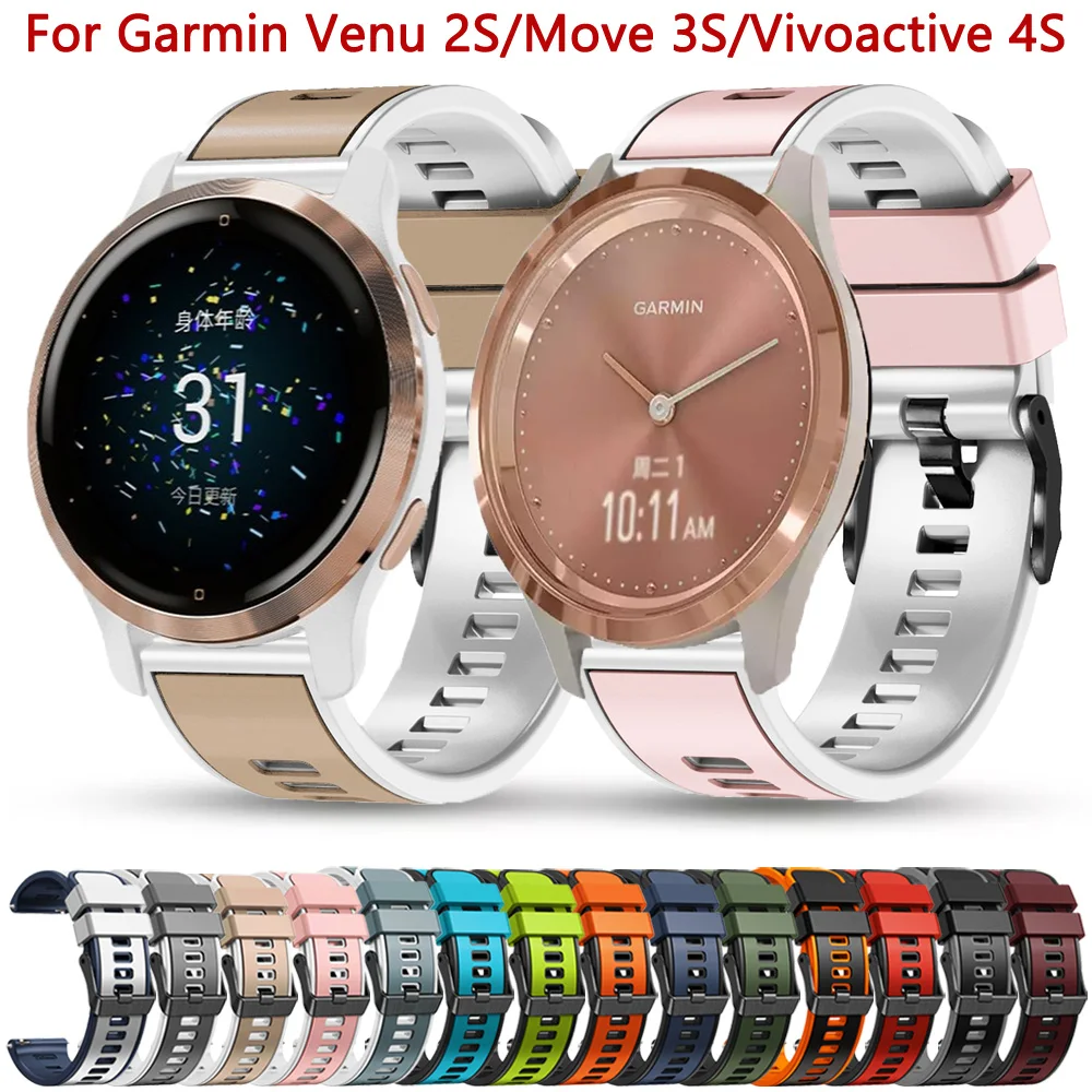 Correa de repuesto de 18mm para Garmin Venu 2S Move 3S Vivoactive 4S Active S, correa de silicona para reloj Forerunner 265S