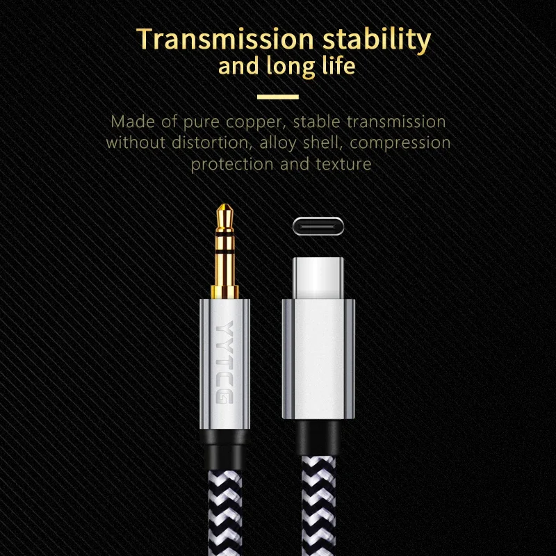 YYTCG-Adaptador USB C a 3,5mm AUX para auriculares, conector Tipo C 3,5 para altavoz de coche, adaptador auxiliar Tipo C, 0,6 M, 1,2 M, 1,8 M - imagen 5