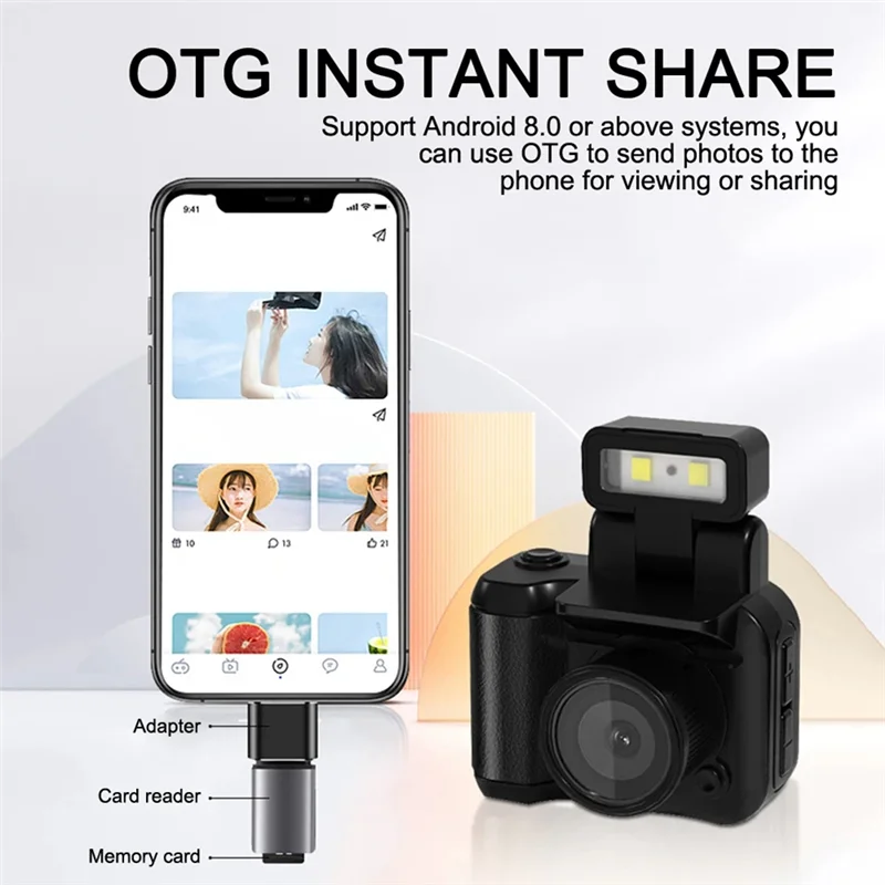 A28Q-Nueva minicámara CMOS estilo Monoreflexes con lámpara de flash y base de batería grabadora de vídeo portátil DV 1080P - imagen 5