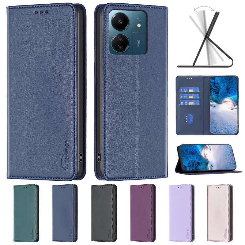 Pour Xiaomi Poco C65 étui à rabat magnétique Coque de téléphone pour Fundas Xiaomi Poco C65 couverture de carte en cuir Mi PocoC65 C 65 Coque Etui - imagen 2