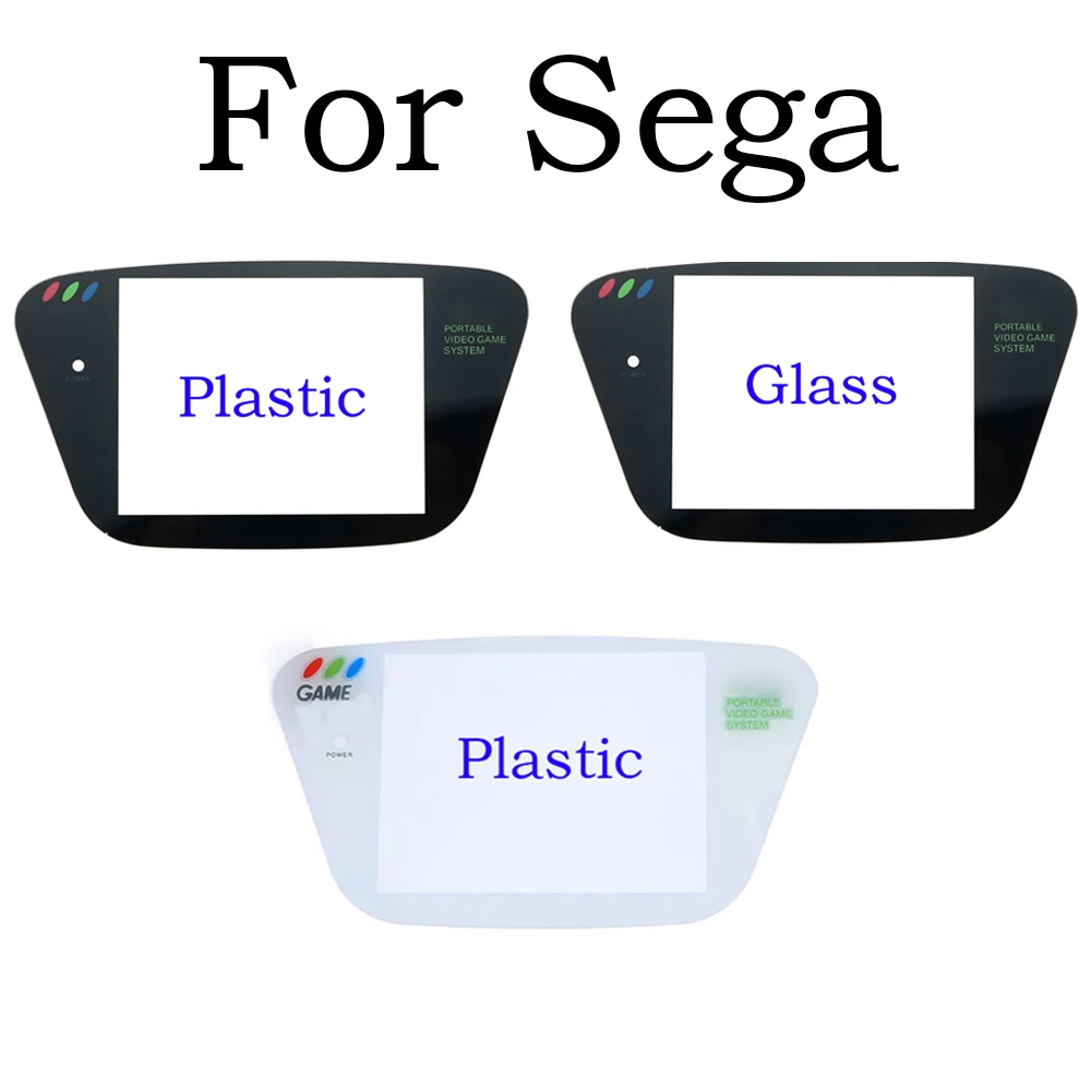 Cubierta protectora de pantalla para Sega Game Gear GG, Material de plástico y vidrio, reemplazo de lente, blanco y negro