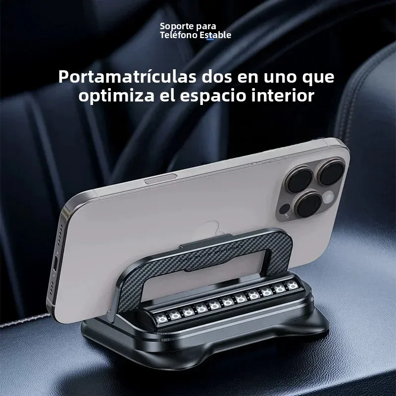 360 °   Soporte de teléfono para salpicadero de rotación, soporte de tarjeta de estacionamiento temporal para coche, soporte de placa de número de coche con parte trasera adhesiva, soporte para teléfono - imagen 2