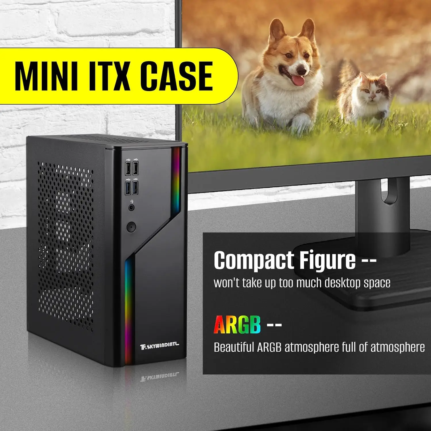 Mini ITX Case ARGB factor de forma pequeña SFF Mini-Tower HTPC cajas de PC paneles ventilados 0,8mm SPCC chasis de computadora adecuado para ITX - imagen 5