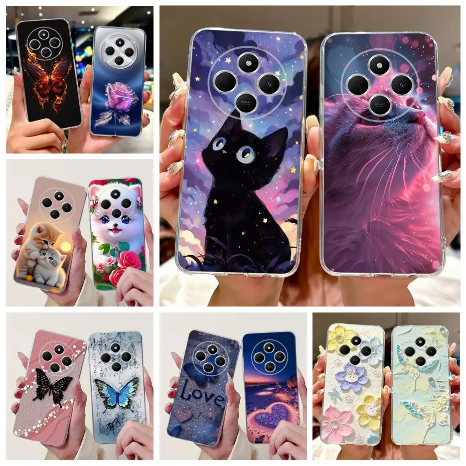 Para Xiaomi Redmi 14C funda bonita de gato de dibujos animados cubierta pintada funda de silicona suave para Xiaomi Poco C75 PocoC75 Redmi14C bolsas de cubierta trasera