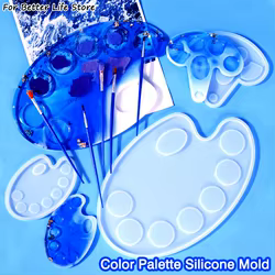 Tablero de dibujo de 3 estilos, molde de silicona epoxi de cristal UV, paleta de colores transparente, artesanías de resina, arte fluido, decoración del hogar, 1 ud.