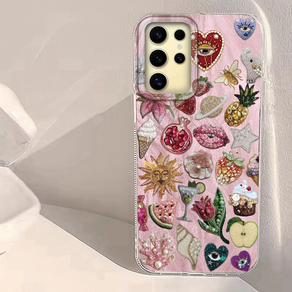 Estilo Retro cara rosa sol estrellas mujeres niñas funda de teléfono para Samsung Galaxy S25 Edge S24 S23 S22 S21 FE Plus Ultra funda de silicona - imagen 2