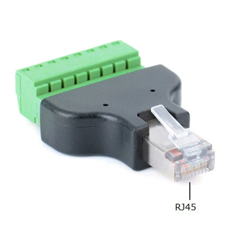 Nuevo 1 Uds rj45 macho a 8 pines adaptador de red de terminal de tornillo Rj45 hembra a bloque de terminales de tornillo conector 8p para CCTV DVR - imagen 3