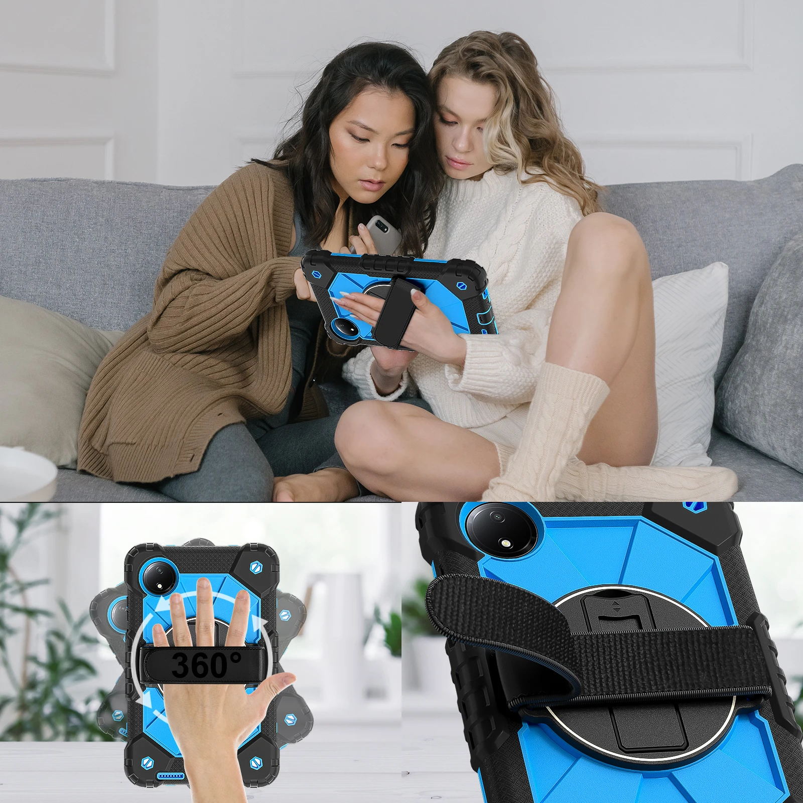 Funda resistente para Xiaomi Redmi Pad SE 8,7 2024 360 cubierta con soporte giratorio para Redmi Pad SE 4G 2024 8,7 pulgadas con correa para el hombro - imagen 3