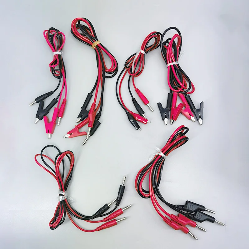 6 tipos 10/15A doble cabeza 4mm plátano cocodrilo a plátano pinza de cocodrilo Cable enchufe prueba cocodrilo rojo negro sonda de plomo - imagen 2