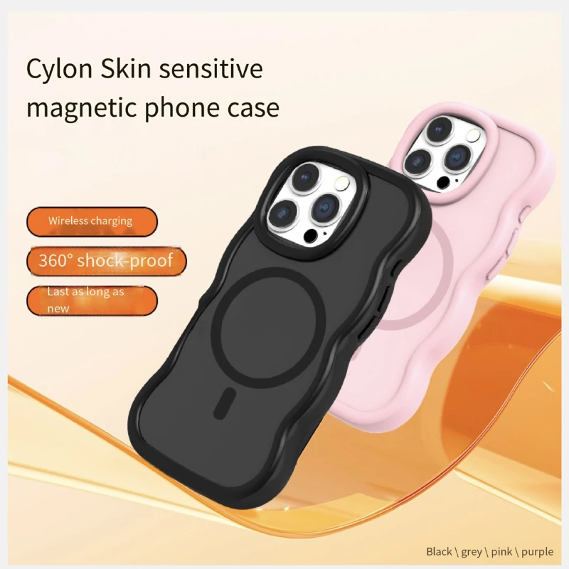 Para Magsafe carga inalámbrica magnética de lujo Color sólido onda teléfono caso para iPhone 16 Pro Max 14 12 13 15 Pro Max cubierta de parachoques