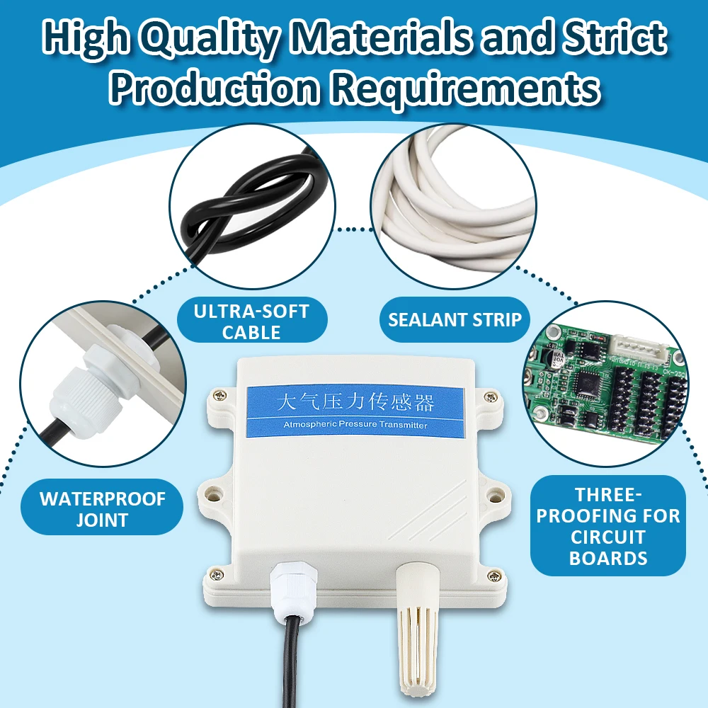 Módulo Sensor de presión atmosférica 30-110Kpa 4-20mA 0-10V RS485 Modbus RTU medida sensores de presión de aire transmisor 1M DC12-24V - imagen 3