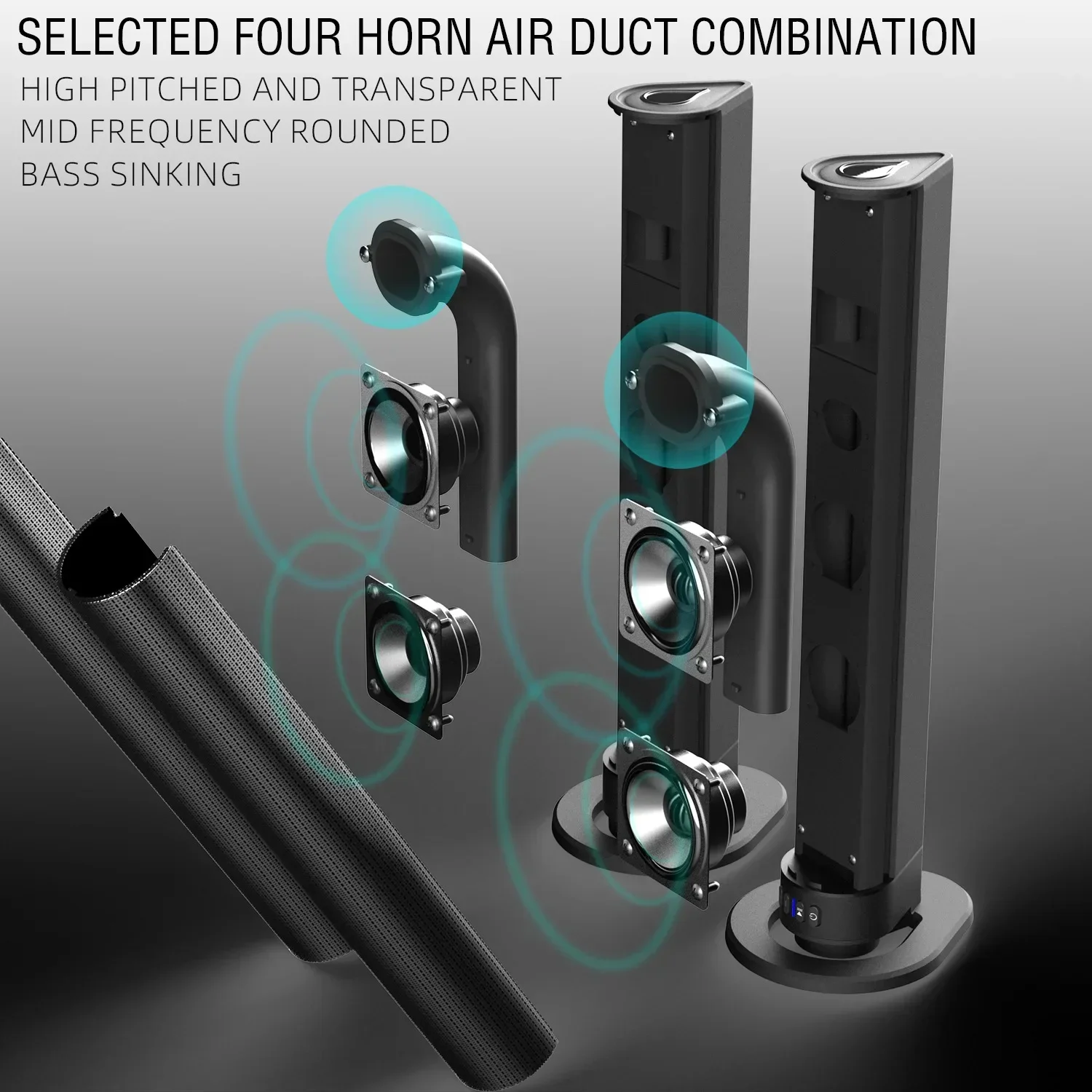 Altavoces Bluetooth para TV BS-56 de 120W, conexiones AUX/BT/OPT, barras de sonido con sistema de sonido desmontable 2 en 1 para cine en casa, barra de sonido FM - imagen 5