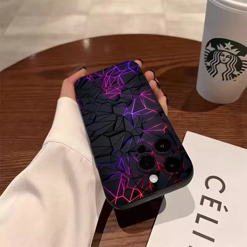 Funda de teléfono con diseño de línea geométrica abstracta para iPhone 17 Pro Max 16 15 Plus 14 13 12 11 17Air 16E 12mini XS XR, funda suave de silicona - imagen 3