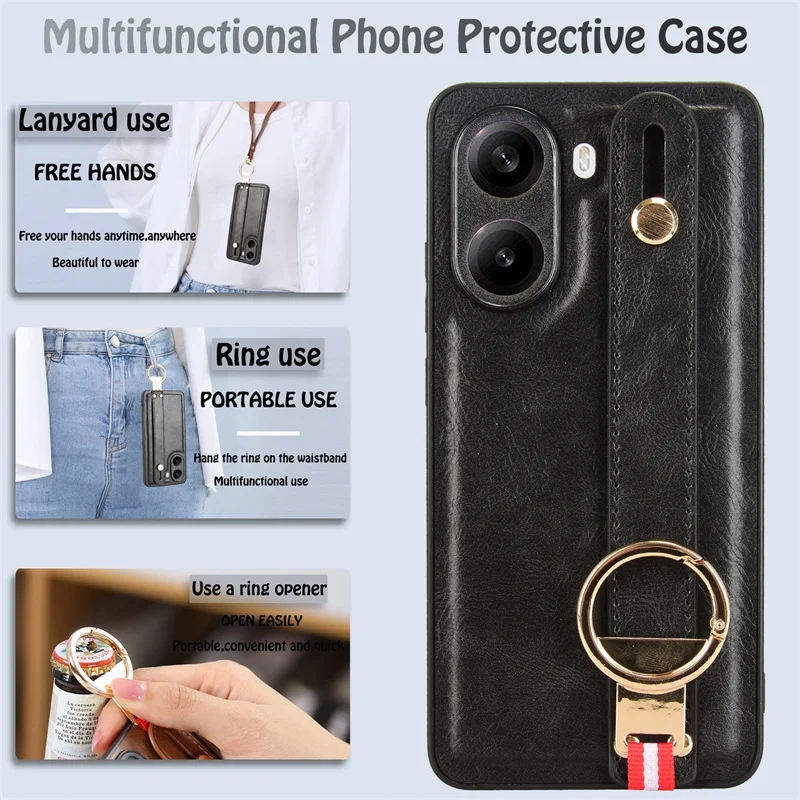 Funda de cuero con pulsera de lujo para Xiaomi Poco X7 Pro 5G, funda con anillo abridor, Fundas Capa - imagen 3
