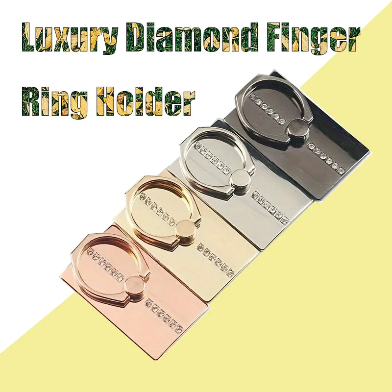Soporte Universal de lujo con anillo de dedo de diamante, soporte plegable para teléfono para IPhone 15 13, Huawei, Xiaomi, Samsung
