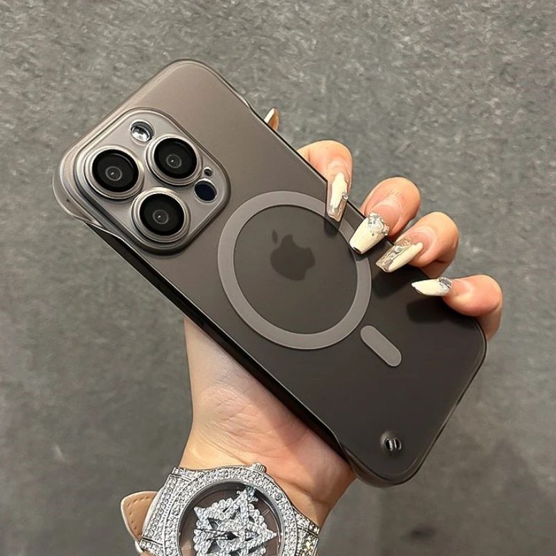 Funda de teléfono sin marco para iPhone, cubierta protectora de lente Magsafe, ultrafina, dura, PC, magnética, iPhone 15, 14 Pro Max Plus, 13, 12, 11 Pro Max - imagen 4