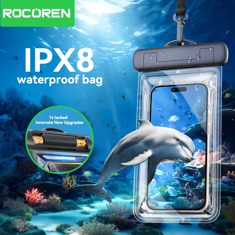 Rocoren-funda de teléfono impermeable para iPhone 16, 15, 14 Pro, Samsung, Xiaomi, natación, bolsa de funda de teléfono a prueba de agua, cubierta de protección Universal