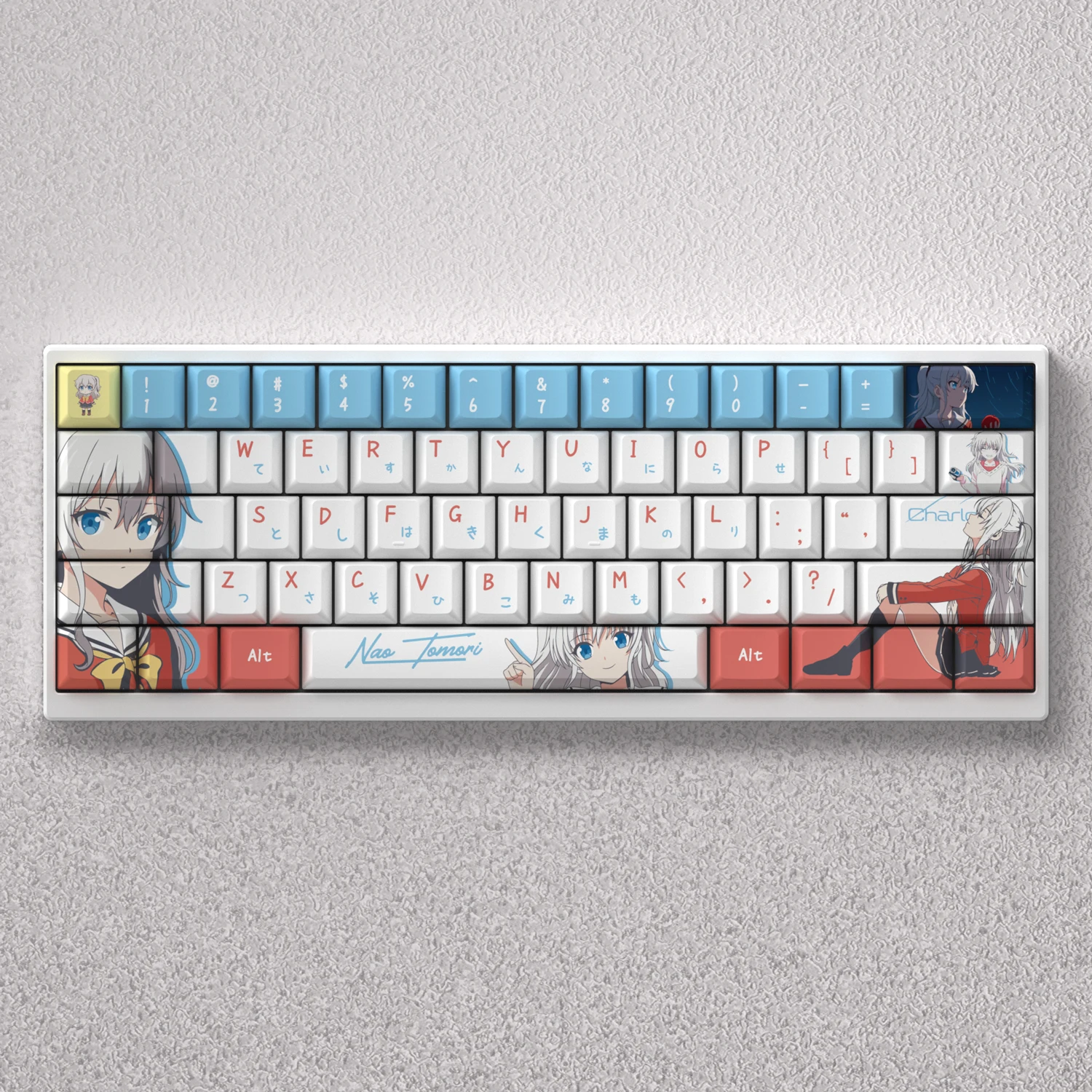 Teclas temáticas de Tomori Nao de 73 teclas, tapa de tecla de Anime, perfil de cereza PBT, teclas personalizadas para teclado mecánico Wooting60 65 68