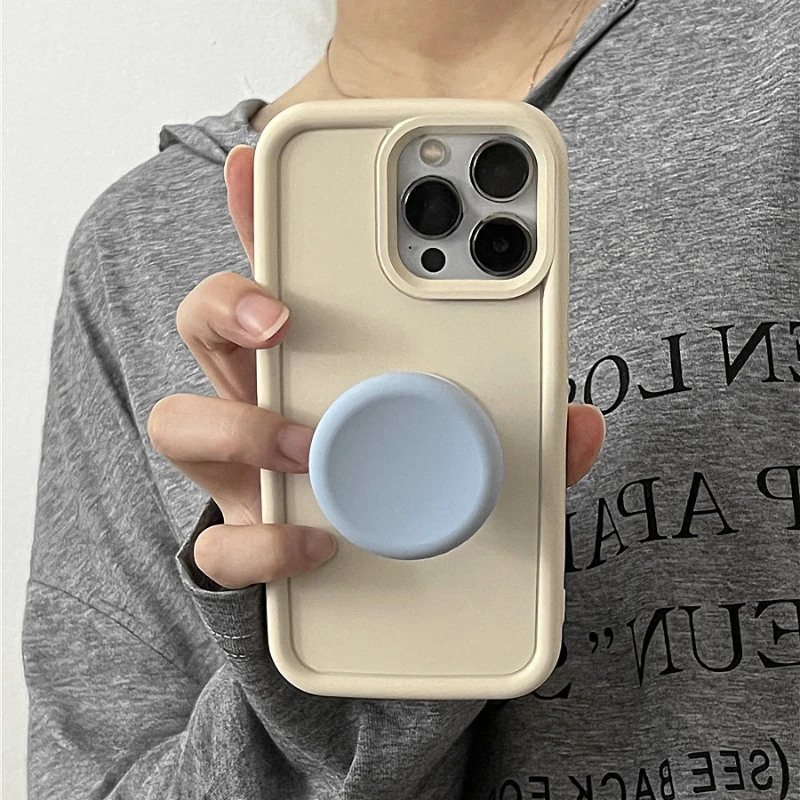 Fundas sencillas y sencillas para iPhone, cubierta con soporte para 15 Pro Max, 14 Plus, 13 Pro Max, 12, 11, POP Grip, toma de corriente coreana - imagen 4