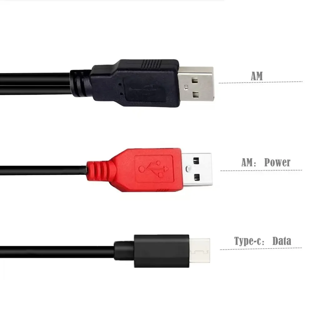 Divisor en Y USB2.0/tipo-c 2 en 1 con fuente de alimentación USB para disco duro externo de escáner de impresora - imagen 3