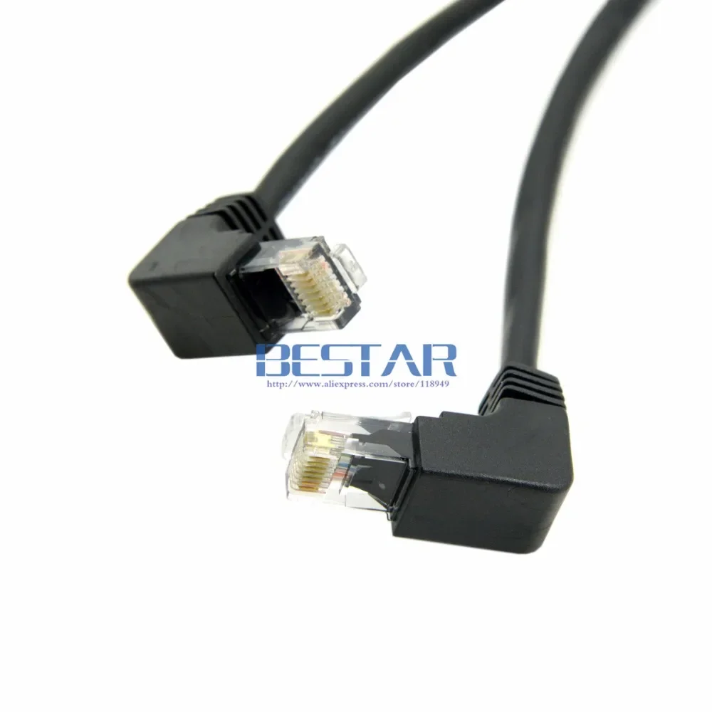 Angular hacia abajo 90 grados 8P8C FTP STP UTP Cat 5e macho a macho Lan Ethernet Cable de conexión de red 2m 6 pies - imagen 2