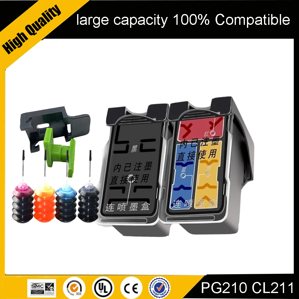 Cartucho de tinta PG210 PG 210 CL211 XL para Canon PG-210 CL-211 para Canon Pixma IP2700 IP2702 MP240 MP250 MP260 MP270 MX340