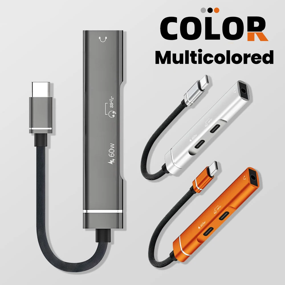 Divisor de concentrador tipo C 3 en 1, adaptador de Audio tipo C DAC, adaptador de Audio 3,5 de alta definición para iphone 15 16 17 Huawei Xiaomi Samsung