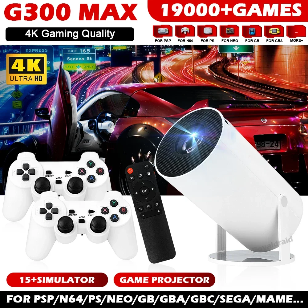 Nuevo proyector de juegos 3D G300 MAX consola de videojuegos Retro controlador inalámbrico 4K ULTRA-HD Plug and Play Android11 BT5.0 Home Cinem - imagen 2