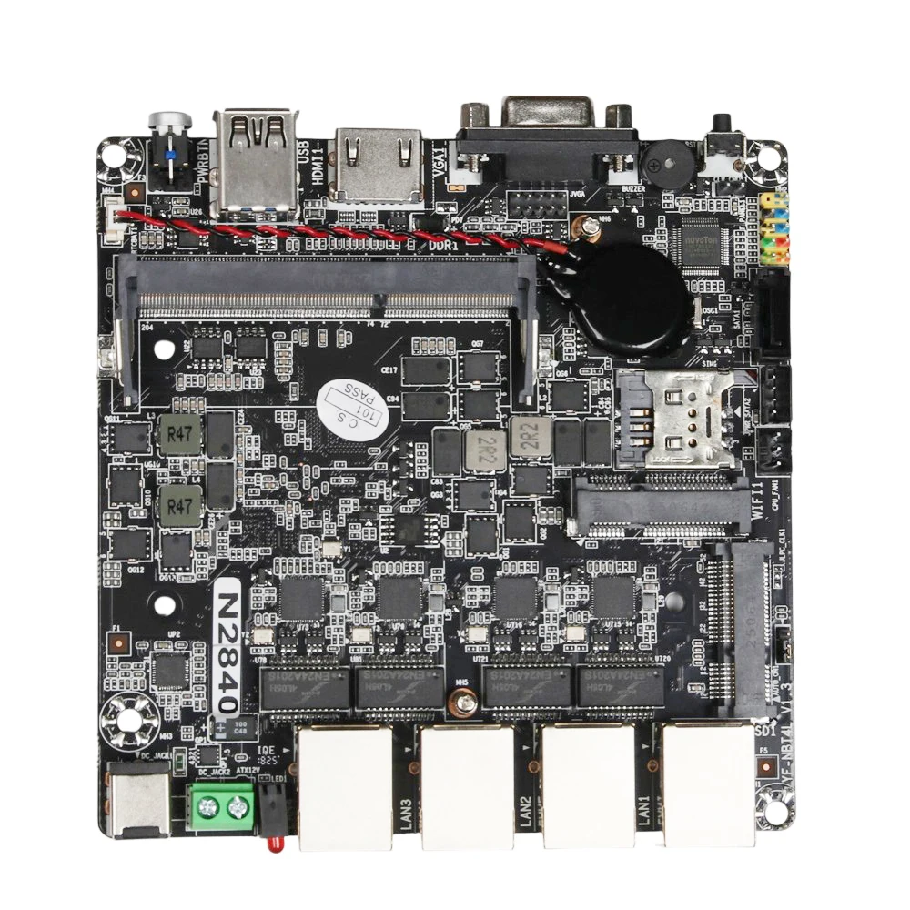 Placa base Mini ITX X86 de 120 x 120 mm con CPU Intel Celeron N2830, 4 puertos Ethernet de 2,5 G, HDMI, VGA, 2 puertos USB, ranura Mini PCIe, ranura SIM, SATA, mSATA. Compatible con Windows, Linux, Debian, Pfsense Open - imagen 2