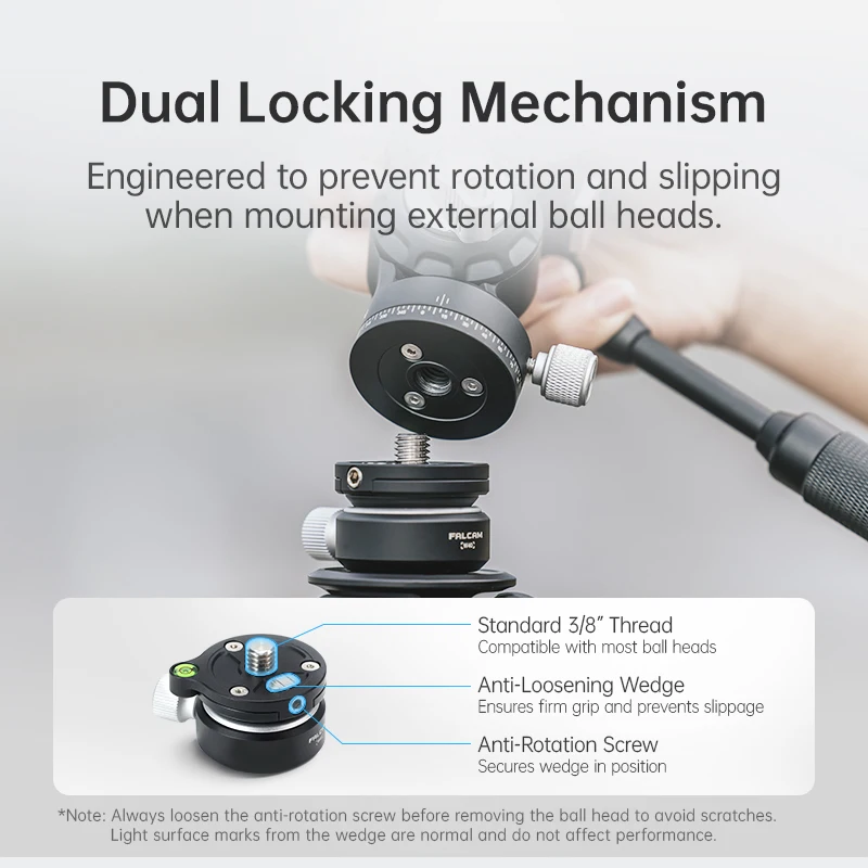 Ulanzi FALCAM Mini cabeza de bola tipo cuenco (W40) ±8 °   Ajuste de inclinación 360 °   Carga de ajuste de nivel Cabezal de bola de metal de 5 kg - imagen 3