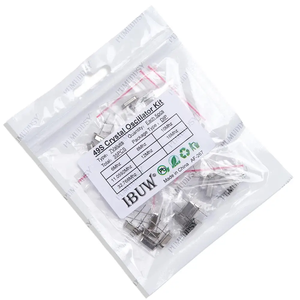 Kit de oscilador de cristal, 35 piezas, 32.768Khz, 6Mhz, 8Mhz, 11,0592 Mhz, 12Mhz, 16Mhz, 20Mhz, surtido de HC-49S, 5 piezas, nuevo y PUMUDDSY - imagen 5