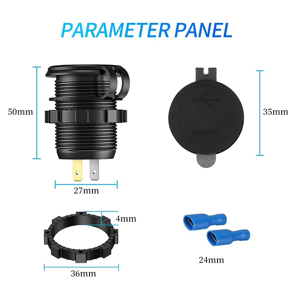 Toma de cargador de coche PD QC3.0 de 60W con medidor de voltaje, toma de corriente de carga rápida 3,0 para motocicleta, camión y barco de 12V/24V - imagen 3