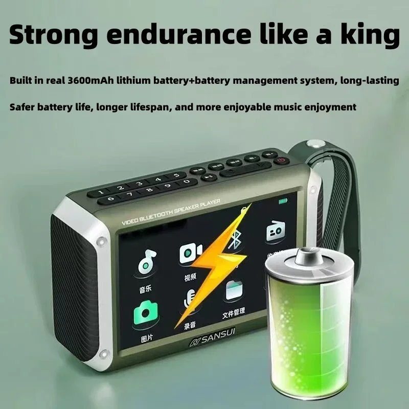 SANSUI F53 Altavoz Bluetooth inalámbrico Pantalla LED de 4,3 pulgadas Radio FM portátil Ranura para tarjeta TF Reproductor de música MP4 Altavoz de vídeo - imagen 5