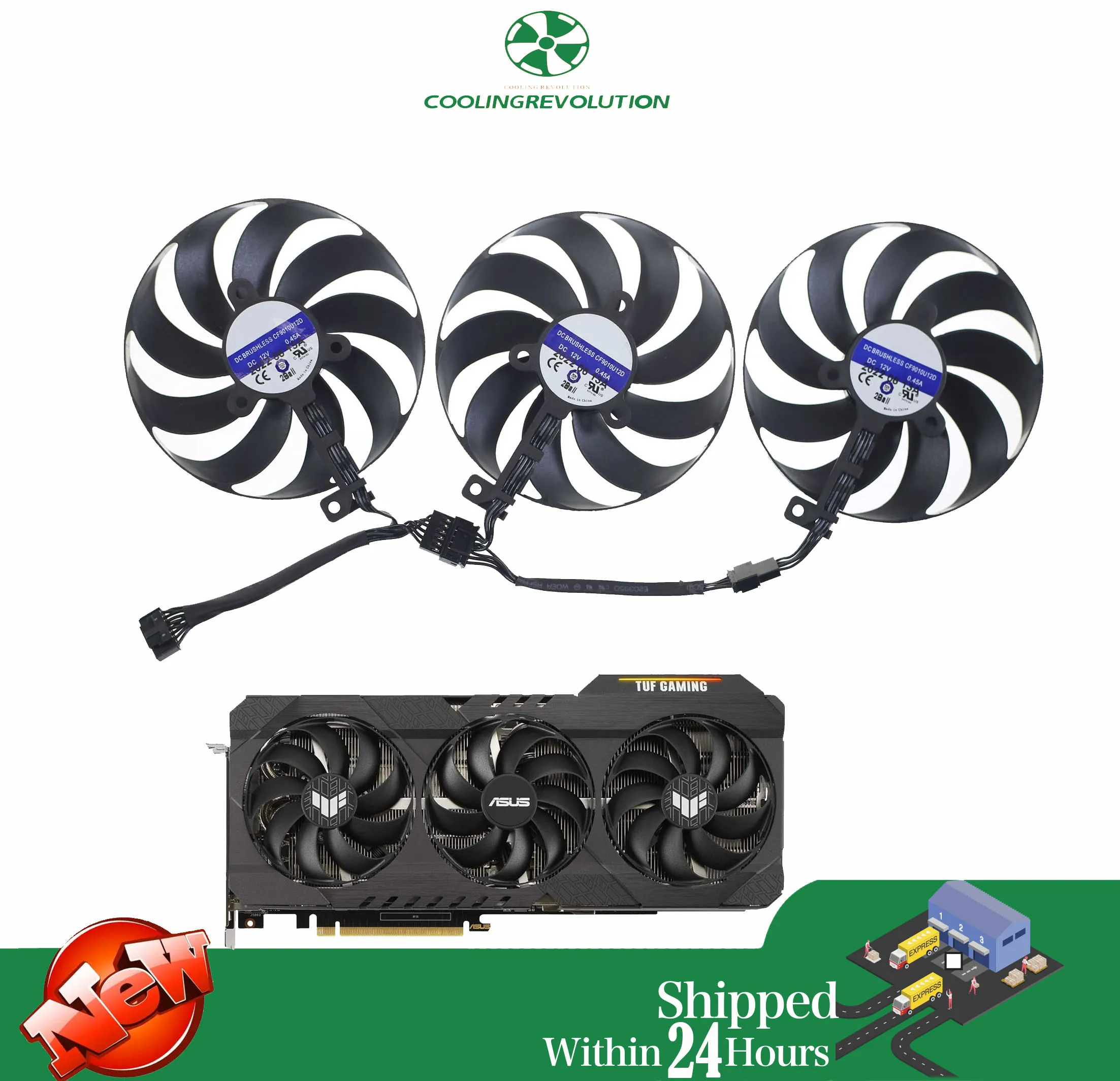Ventilador de tarjeta gráfica CF9010U12D PLD09210S12H DC12V para ASUS TUF RTX 3060 RTX 3060 TI RTX 3070 RTX 3080 RTX 3090 - imagen 3