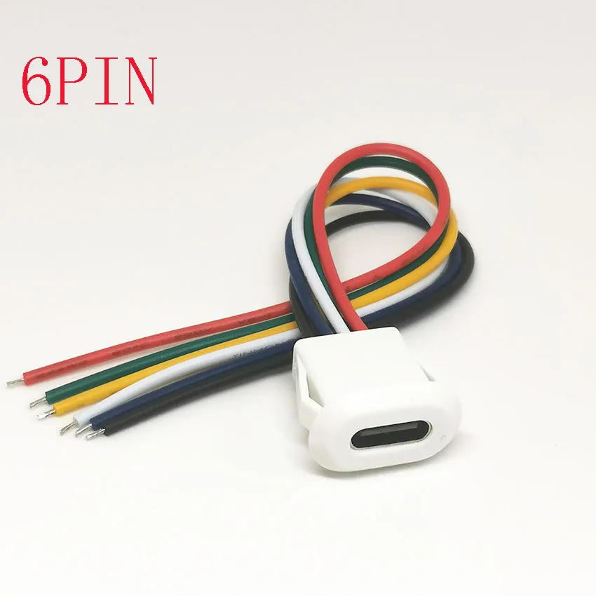 Conector de TYPE-C con hebilla, puerto de carga de alta corriente, enchufe de cargador de USB-C de 6 pines, 1/5/10 Uds. - imagen 4