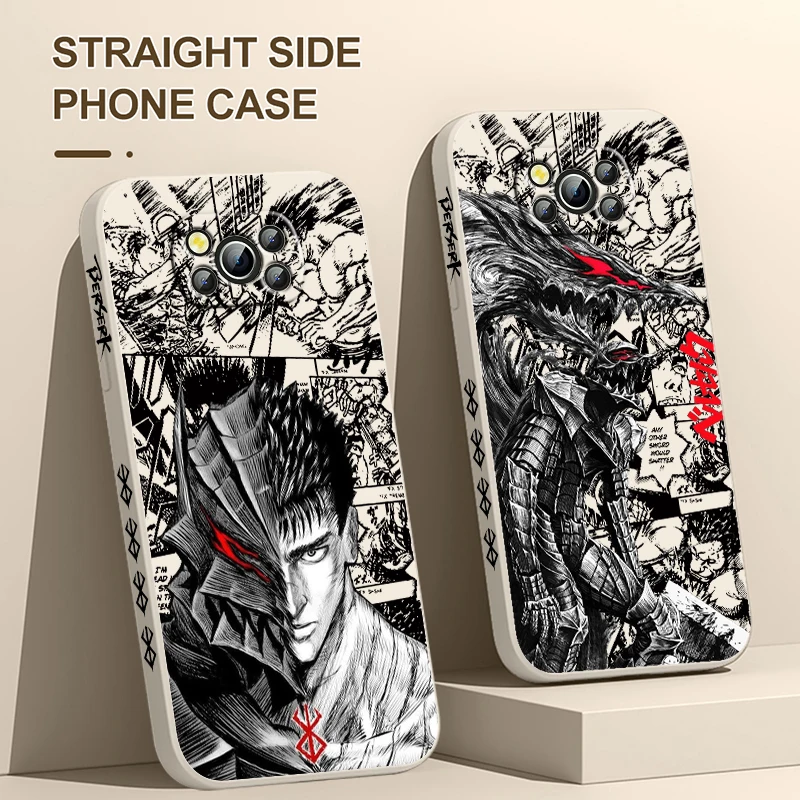 Anime Cool Berserk Guts para Xiaomi Poco cubierta para X4 X3 F4 NFC M6 M5 M4 M3 GT S Pro 4G 5G funda de teléfono de cuerda izquierda líquida - imagen 3