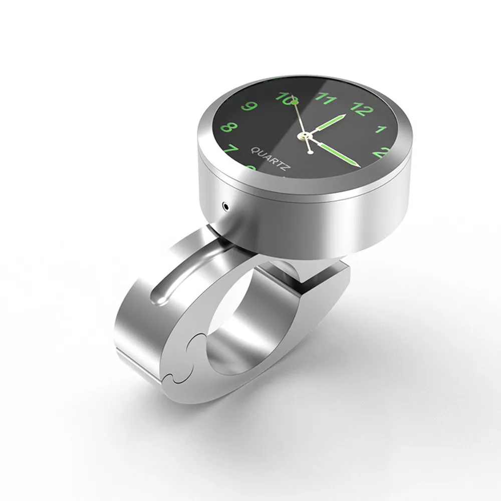 Universal 7/8 impermeable cromo motocicleta bicicleta manillar montaje reloj de cuarzo reloj luminoso de aluminio accesorios de motocicleta - imagen 4