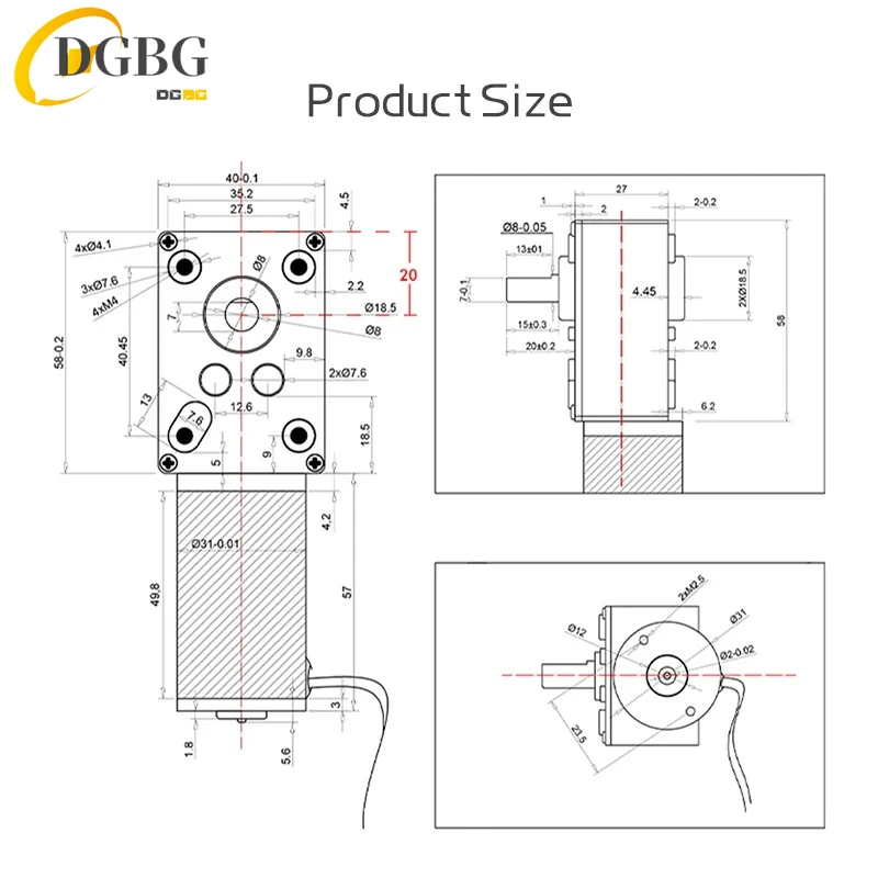 5840-31ZY Motor de engranaje helicoidal DC 12V/24V 7RPM ~ 470RPM velocidad ajustable DC Motor de engranaje miniatura pequeño Motor alto par alta potencia 5,0 - imagen 2