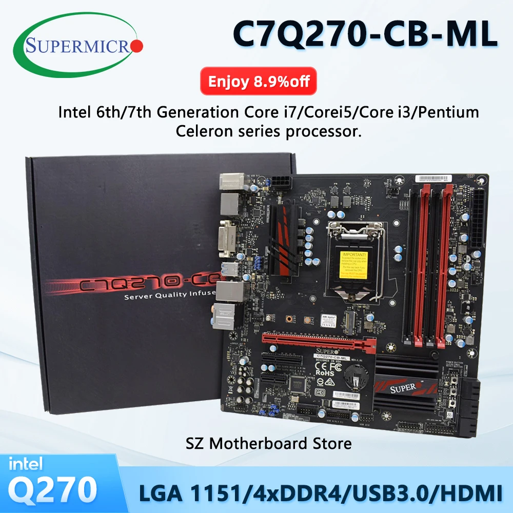 C7Q270-CB-ML Supermicro Q270 nueva placa base LGA 1151 para i7-7700K E3-1240 v5/v6 i5-7500 i5-6500 CPU DDR4 HDMI Micro ATX