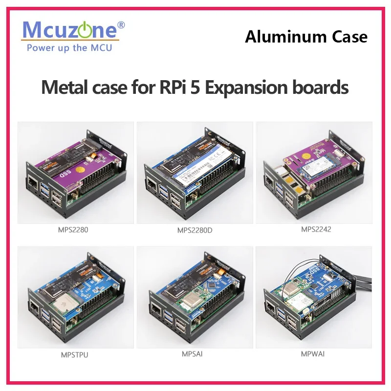 Caja de aluminio Raspberry Pi 5, compatible con RPi5 con MPS2280, MPS2242, MPS2280D, MPSAI, MPWAI, MPSTPU, MPW7, MPS2280-PoE - imagen 3