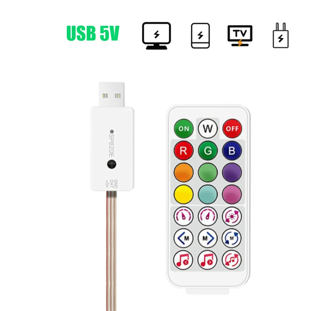 Controlador USB WS2812 WS2811 para tira de LED Dream Color, RGB-IC, DC5V, 600 píxeles, aplicación de sincronización de música, Compatible con Bluetooth, JST - imagen 3