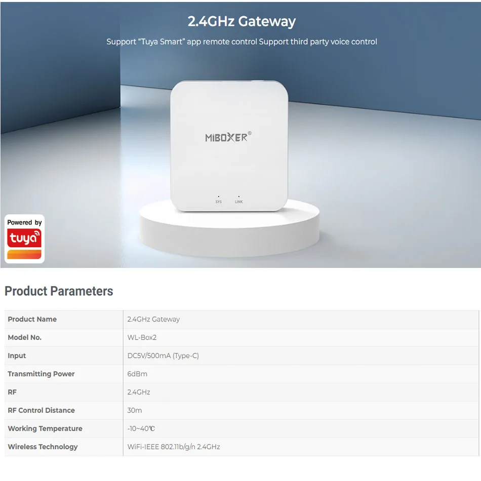 Miboxer-WL-IBox2 compatible con Control de voz de terceros, Control inalámbrico por Wifi, compatible con todas las bombillas led de la serie Milight de 2,4 GHz