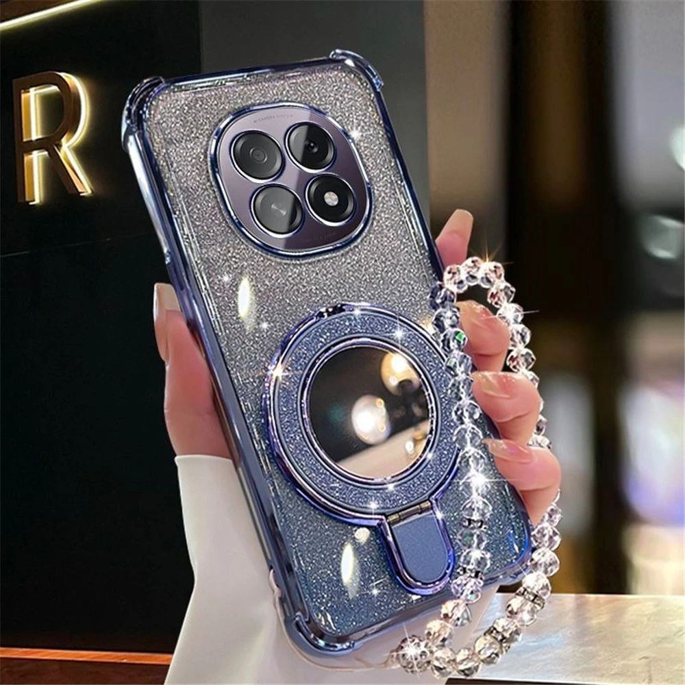 Funda de teléfono con soporte de espejo brillante para Xiaomi Redmi Note 14 Pro 13 14 Pro Plus 14S 4G 5G, funda trasera de silicona a prueba de golpes - imagen 2