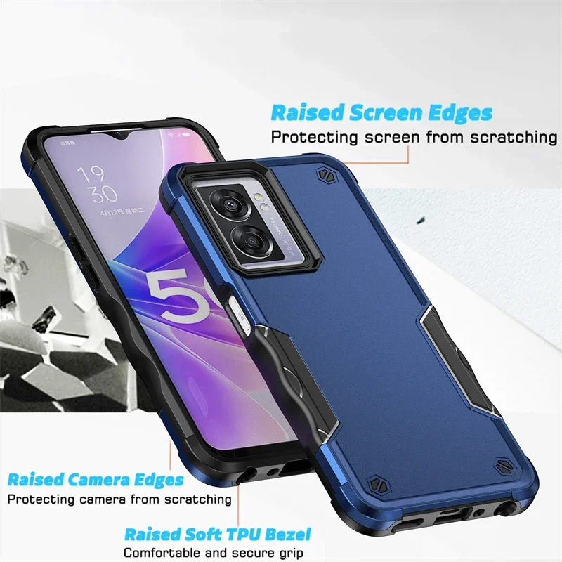 Armadura de bandera militar, funda de teléfono a prueba de golpes para OPPO A57 A77 A77s A17 A58 4G, marco de TPU, cubierta trasera de protección de lente de cámara de plástico - imagen 5