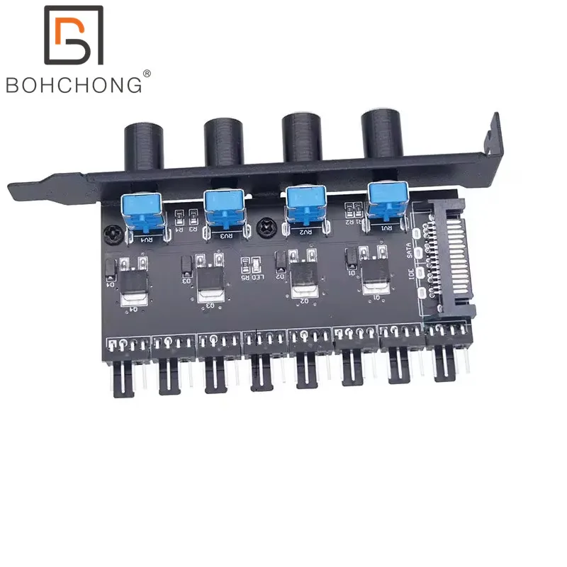 4 interruptores 8 puertos 3 pines 4 pines PWM controlador de Control de velocidad del ventilador Hub con fuente de alimentación Sata IDE Molex 12V ordenador portátil PC PCI